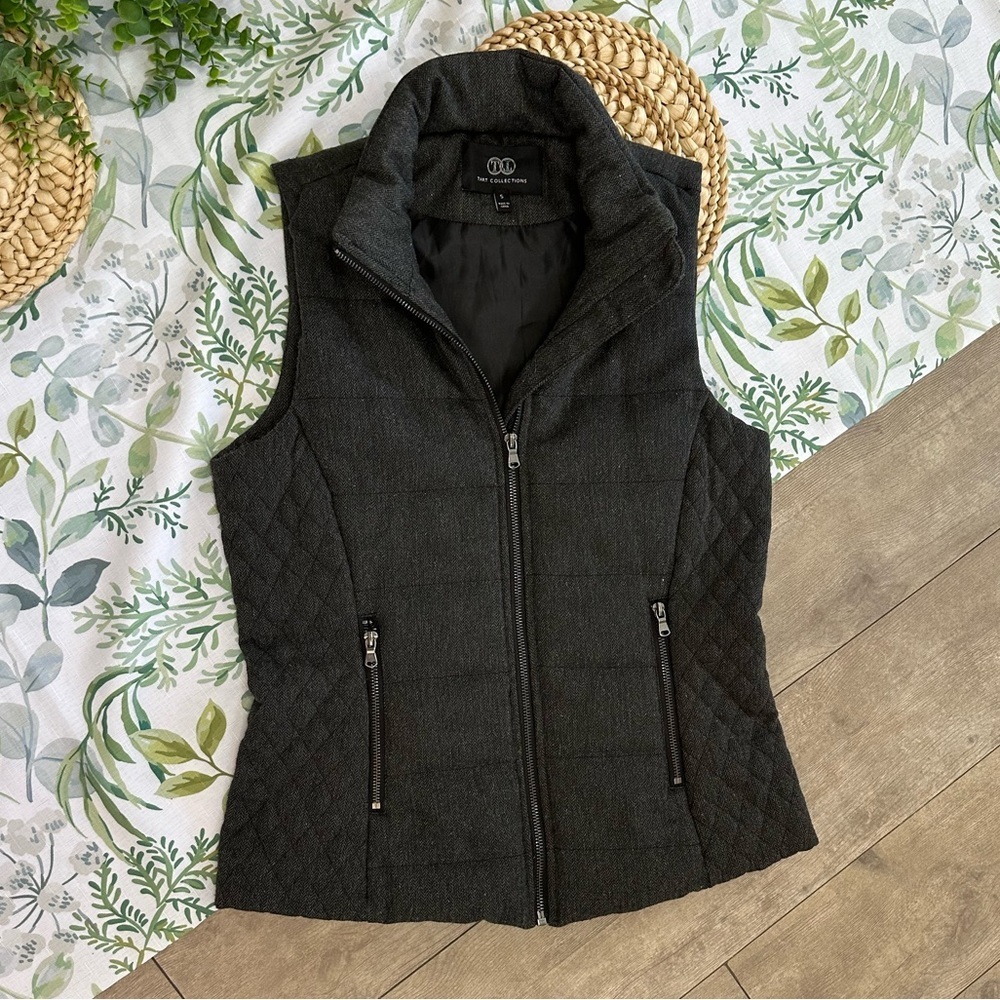 Tart Collections Women’s Herringbone Quilted Wool Blend Vest Women’s Size Small